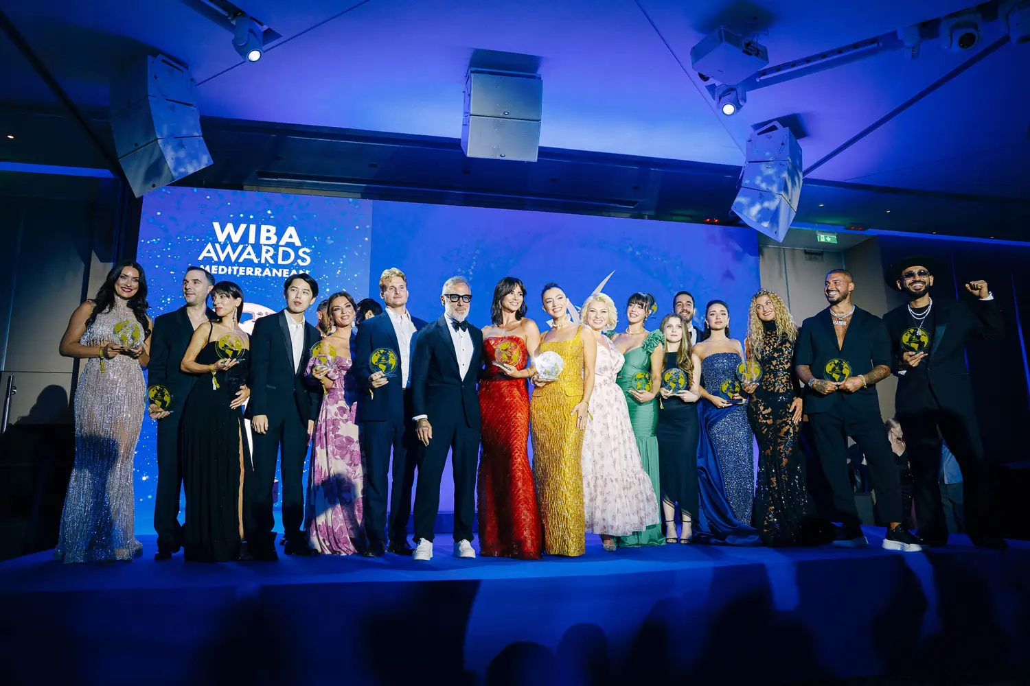 Group photo of all winners on stage at WIBA Mediterranean Awards 2025 Group photo of all winners on stage at WIBA Mediterranean Awards 2025